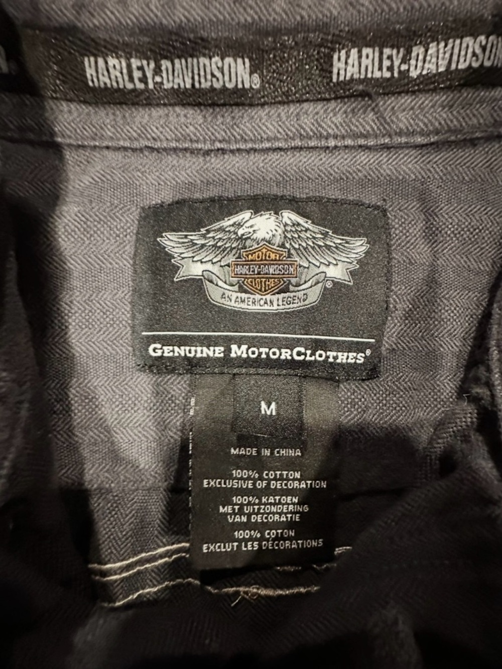 Harley Davidson Shirt Mens Grey Long Sleeve Button Up Embroidered Logo Sz M - Picture 3 of 8